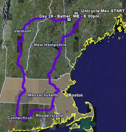 This is Max's route through New England
